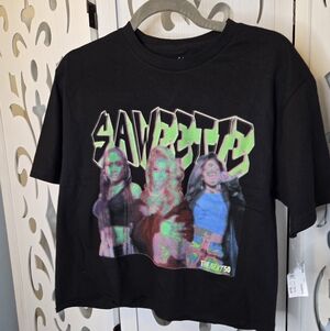 Saweetie Crop Top T Shirt Medium Black Graphic Rap Hip Hop Tee 100% Cotton NWT